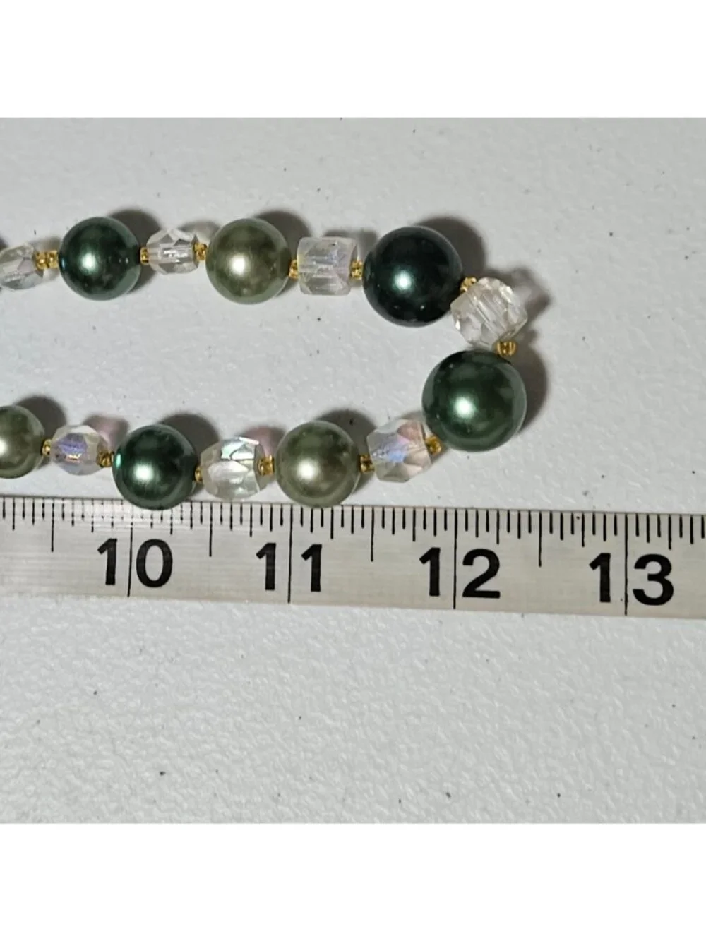 Vintage Green Clear Beaded Necklace Boho Chic Classic Fashion Jewelry Women